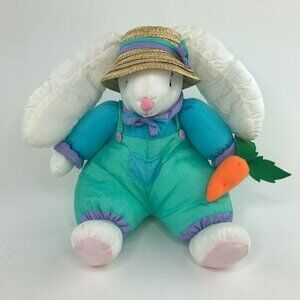 Vintage Nylon Easter Bunny Rabbit Plush Floppy Ears Sun Bonnet Stuffed Animal